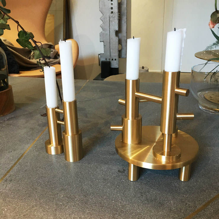 Brass candlestick by Jaime Hayon for Fritz Hansen at Salone del Mobile Milan