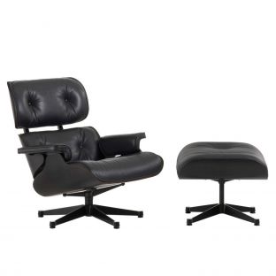 Black Eames Lounger and Ottoman